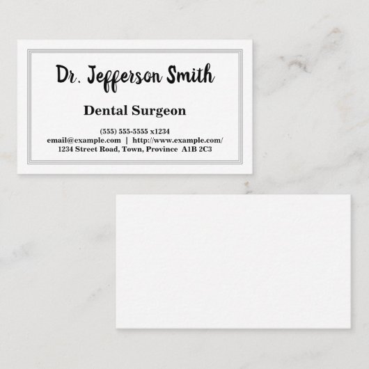 Skriptname Zahnarztkarte Visitenkarte (Vorne/Hinten)