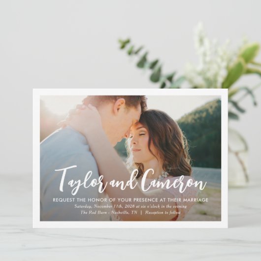 Skriptnamen Einfache Einladung zum Hochzeitsfeiern (Stehend Vorderseite)