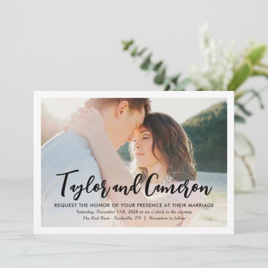 Skriptnamen Einfache Einladung zum Hochzeitsfeiern (Stehend Vorderseite)