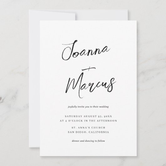 Skriptnamen Einfache Lässige Hochzeit Einladung (Vorderseite)