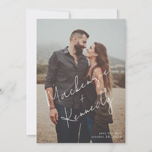 Skriptnamen Foto Save the Date Vellum Overlay (Vorderseite)