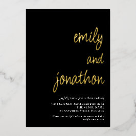 Skriptnamen QR Code Hochzeit Black Luxury Folieneinladung