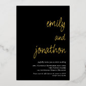 Skriptnamen QR Code Hochzeit Black Luxury Folieneinladung (Vorderseite)