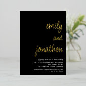 Skriptnamen QR Code Hochzeit Black Luxury Folieneinladung (Stehend vorne)