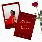 Skriptnamen | Rote und goldene Hochzeit Sichern Si Folieneinladung