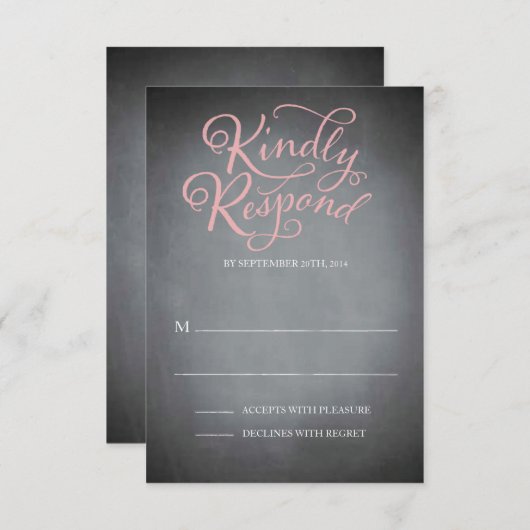 Skriptptreaktion mit rosa Farbe RSVP Karte (Vorne/Hinten)