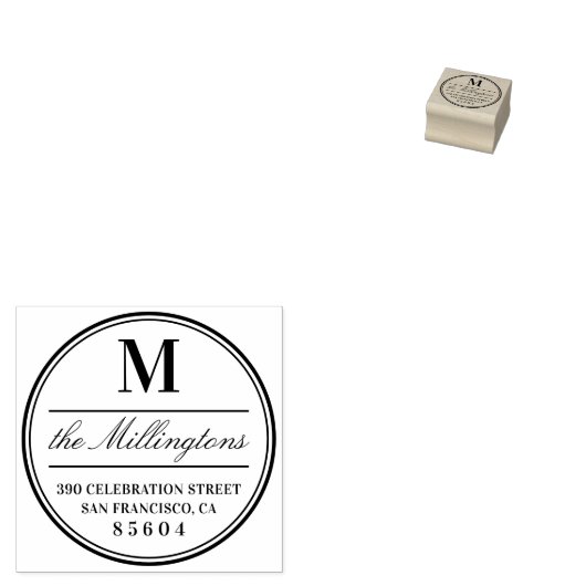 SkriptRücksendeadresse für die Circlated Monogram Gummistempel (Stempel)