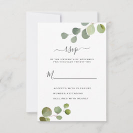 Skriptrustikale Eukalyptus Wedding Response Card RSVP Karte