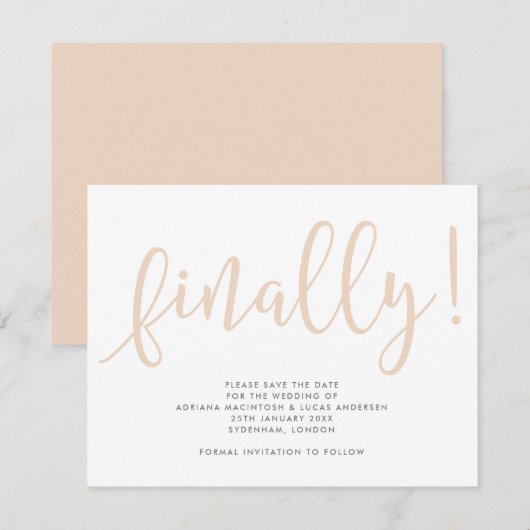 Skriptschlussendlich bearbeitbare Farbe Save the D Date (Vorne/Hinten)