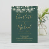 Skriptschrift Grüner Gold QR Code Hochzeit Einladung (Stehend Vorderseite)