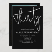 Skriptsignatur 30 Geburtstag schwarz Einladung (Vorne/Hinten)