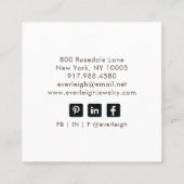 Skriptsignatur des Schmuckdesigners Quadratische Visitenkarte (Rückseite)