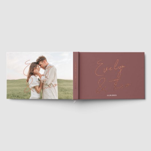 Skriptsignatur Elegante Blush Hochzeit Gästebuch (Voll)