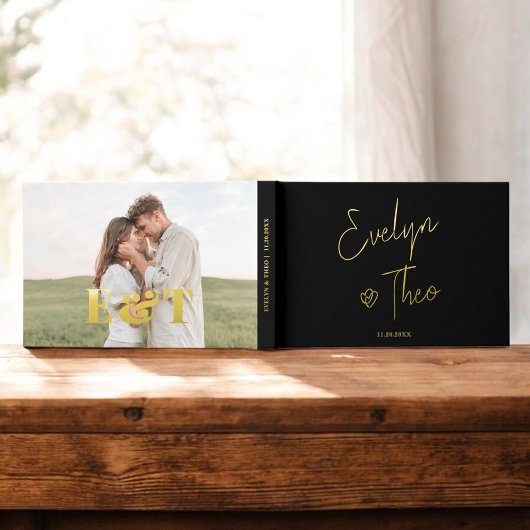 Skriptsignatur Elegante Schwarze Hochzeit Gästebuch