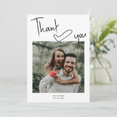 Skriptsignatur Herz-Foto Hochzeit Dankeskarte (Stehend Vorderseite)