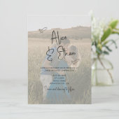 Skriptsignatur Herz-Foto Hochzeit Einladung (Stehend Vorderseite)