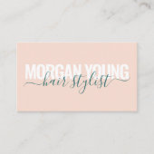 Skriptsignatur, moderner pfirsichgrüner Haarstylis Visitenkarte (Vorderseite)