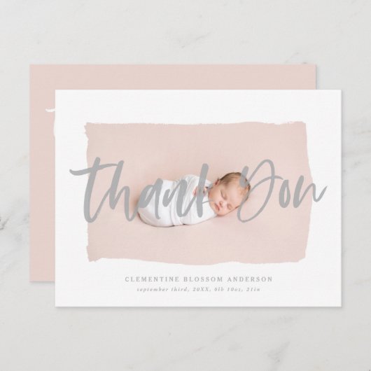 Skripttext Dank Geburtsankündigung Postkarte (Vorne/Hinten)