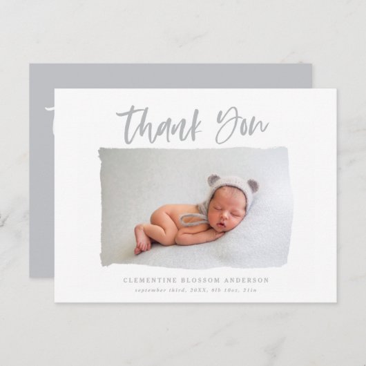 Skripttext Dank Geburtsankündigung Postkarte (Vorne/Hinten)