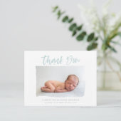 Skripttext Dank Geburtsankündigung Postkarte (Stehend Vorderseite)