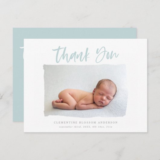 Skripttext Dank Geburtsankündigung Postkarte (Vorne/Hinten)