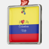 Skripttext: "I Liebe My Colombian Ehefrau Silbernes Ornament (Links)
