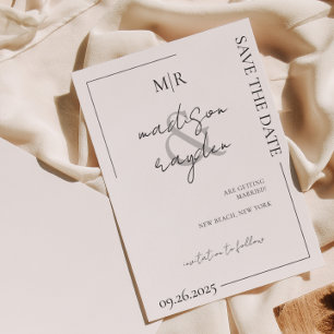 Skripttypografie Monogram Wedding Save the Date Magneteinladung