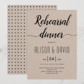 Skripttypografie rustikale Hochzeit Probe Abendess Einladung (Vorne/Hinten)