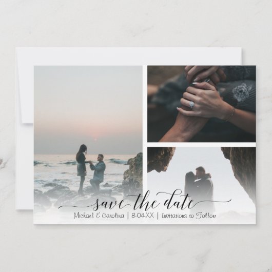 Skripttypografie Save the Date 4 FotoCollage (Vorderseite)