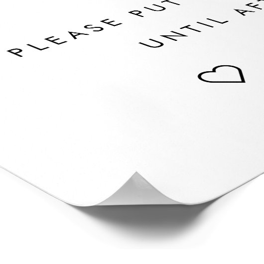 Skripttypografie Unplugged Wedding Ceremony Sign Poster (Ecke)