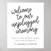 Skripttypografie Unplugged Wedding Ceremony Sign Poster (Vorne)