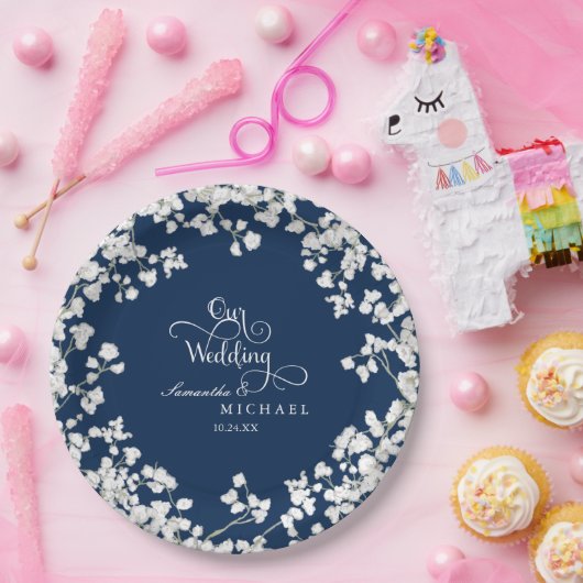 Skripttypografie Unser Hochzeitsstift Rustikal Pappteller (Party)