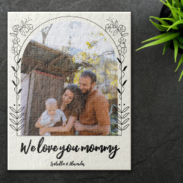 Skripttypografie Wir Liebe Mama Blumenrahmen Foto Puzzle