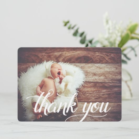 Skriptüberlagerung | Flat danke Ihnen Fotokarte (Stehend Vorderseite)