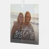 Skriptüberlagerung für benutzerdefiniertes Foto Ornament Aus Glas (Vorderseite links)