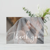 Skriptüberlagerung für Hochzeiten von Hand Dankeskarte (Stehend Vorderseite)