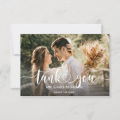 Skriptüberlagerung von Herz und Foto Dankeskarte (Vorderseite)