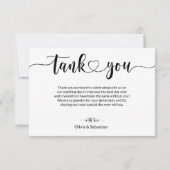 Skriptüberlagerung von Herz und Foto Dankeskarte (Rückseite)