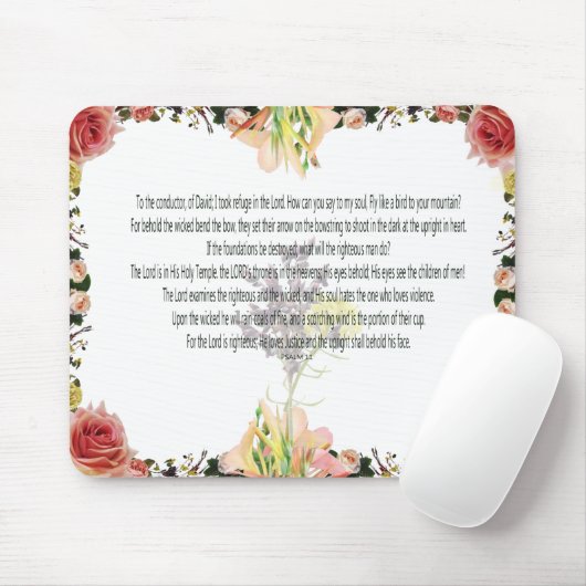 Skripture, Psalm 11, Colorful Flower Mousepad (Mit Mouse)