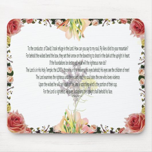 Skripture, Psalm 11, Colorful Flower Mousepad (Vorne)