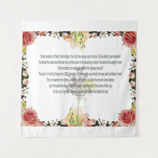 Skripture, Psalm 11, Colorful Flower Wandteppich (Vorderseite)