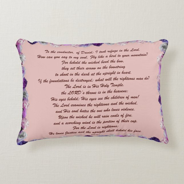 Skripture, Psalm 11, Purple Roses Dekokissen (Vorderseite)