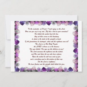 Skripture, Psalm 11, Purple Roses Einladung
