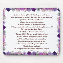 Skripture, Psalm 11, Purple Roses Mousepad