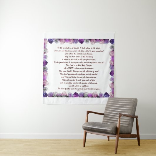 Skripture, Psalm 11, Purple Roses Wandteppich (Beispiel)