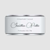 Skriptvorlage Elegante Silver Look Typografie Namensschild (Vorderseite)