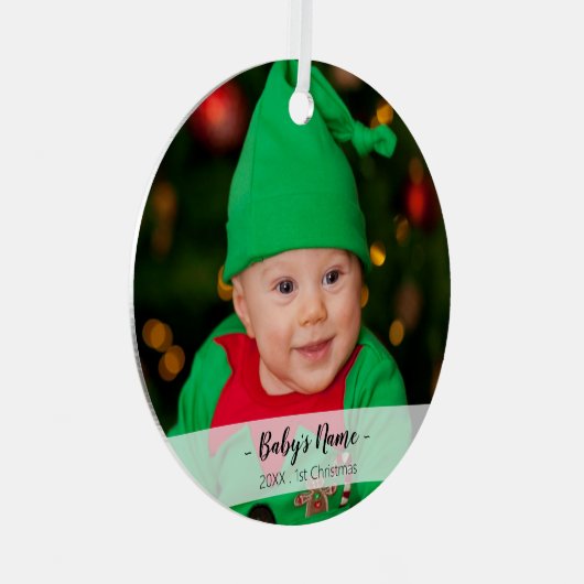 Skriptvorlage für das erste Weihnachtsjahr des Fot Ornament Aus Metall (Vorderseite Rechts)