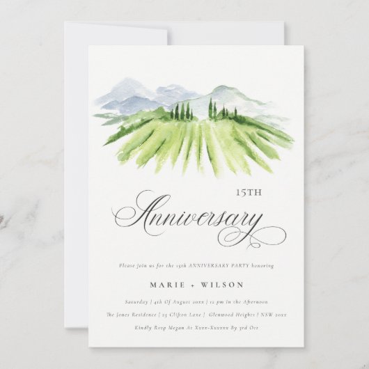 Skriptweingarten Weinberg Jährliches Jubiläum Einl Dankeskarte (Vorderseite)