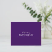 Skriptweiße und Lila Bridesmaid-Angebotskarte Save The Date (Stehend Vorderseite)