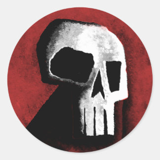Skull 15-Red Runder Aufkleber